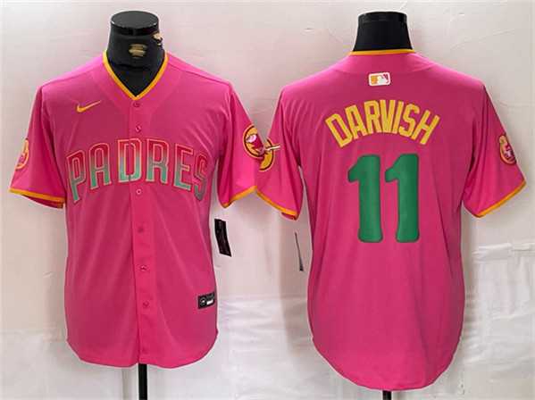 Men%27s San Diego Padres #11 Yu Darvish Pink Cool Base Stitched Baseball Jersey->san diego padres->MLB Jersey